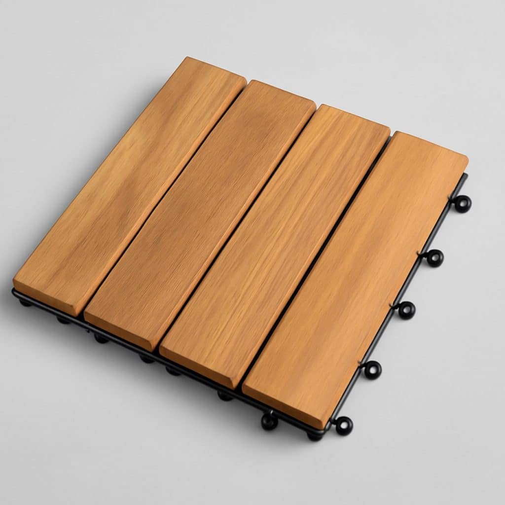 Dalle clipsable en bois exotique 50x50 cm présenté seul