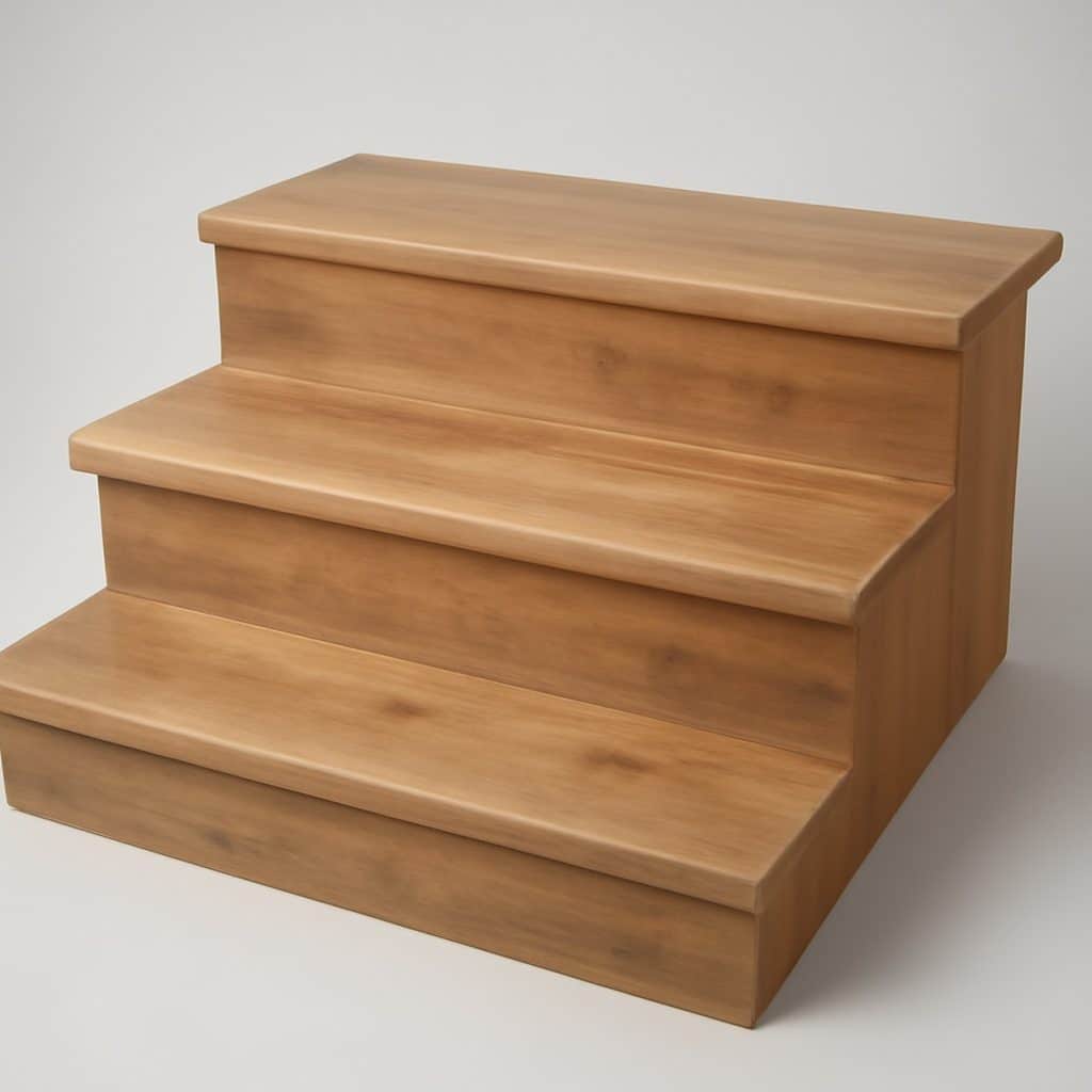 Habillage d'escalier en bois effet parquet présenté seul